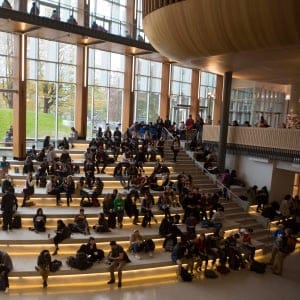 Students in the Nest at UBC in Vancouver. (Photograph by Della Rollins)