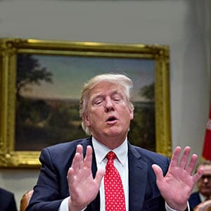U.S. President Donald Trump speaks as he meets with county sheriffs during a listening session in the Roosevelt Room of the White House on February 7, 2017 in Washington, DC. (Andrew Harrer/Getty Images)