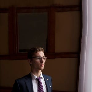 Sam Oosterhoff,19-year-old MPP of Niagara West, poses for a photo inside the Ontario Legislature on March 8, 2017. Oosterhoff survived another nomination challenge on March 7th, in the newly distributed riding of Niagara West, winning over the 46-year-old Tony Quirk by 903 votes to 313. (Noah Park)