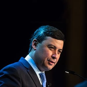 Michael Chong, member of parliament (MP) and Conservative Party leader candidate, speaks during the Conservative Party of Canada leadership debate in Vancouver, British Columbia, Canada, on Sunday, Feb. 19, 2017. (Ben Nelms/Bloomberg via Getty Images)