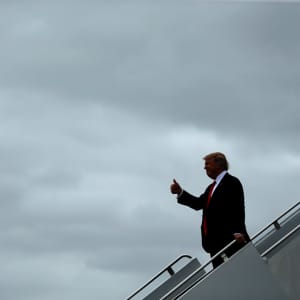 U.S. President Donald Trump arrives aboard Air Force One at Palm Beach International Airport in West Palm Beach, Florida, U.S. March 3, 2017. (Jonathan Ernst/Reuters)