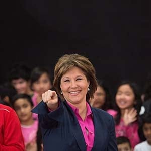 B.C Premier Christy Clark speaks to a crowd attending an Erase Bullying in Sport event in collaboration with Pink Shirt Anti-Bullying Day in Burnaby, B.C., on Wednesday, February 22, 2017. (Ben Nelms/CP)