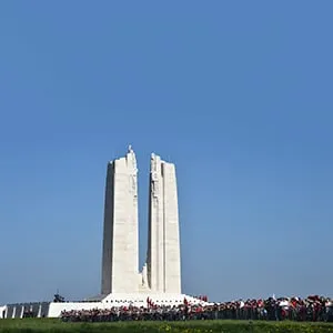 A picture shows the Canadian National Vimy Memorial in Vimy, near Arras, northern France, on April 9, 2017, during a commemoration ceremony to mark the 100th anniversary of the Battle of Vimy Ridge, a World War I battle which was a costly victory for Canada, but one that helped shape the former British colony's national identity. (Philippe Huguen/AFP/Getty Images)