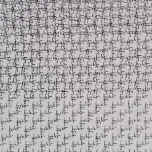 Close up of writting on Ken Nicol cluster fuck 254,000: homage to the fuckin' square I & II, 2015 ink on paper (diptych) 48" x 48" - each. (Ken Nicol/Olga Korper Gallery)