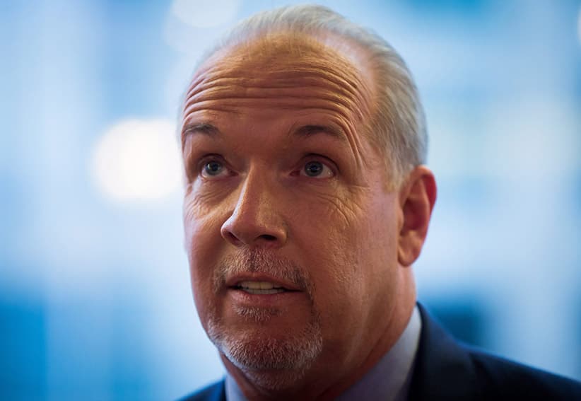 NDP leader John Horgan watches B.C. Election 2017 results come in