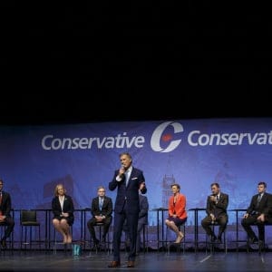 Maxime Bernier, Member of Parliament (MP) and Conservative Party leader candidate, speaks during the final Conservative Party of Canada leadership debate in Toronto, Ontario, Canada, on Wednesday, April 26, 2017. The Canadian Conservative party leadership front-runner, celebrity investor and reality-TV star Kevin O'Leary, withdrew from the 14-way race and threw his support behind rival Maxime Bernier in an effort to beat Prime Minister Justin Trudeau in 2019. (Cole Burston/Bloomberg/Getty Images)