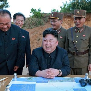North Korean leader Kim Jong Un reacts during the long-range strategic ballistic rocket Hwasong-12 (Mars-12) test launch in this undated photo released by North Korea's Korean Central News Agency (KCNA) on May 15, 2017. (KCNA/Reuters)
