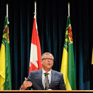 Saskatchewan Premier Brad Wall announces he is retiring from politics during a press conference at the Legislative Building in Regina, Sask., on Thursday, August 10, 2017. (Mark Taylor/CP)