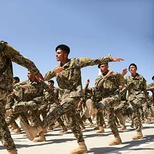 Afghan National Army (ANA) soldiers march during a ceremony for the completion of their training at a military base in Herat on May 29, 2017. (Hoshang Hashimi/AFP/Getty Images)