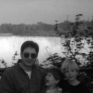 ‘Donald Heathfield’ with his sons Alex and Tim in 1999. (Tim and Alex Vavilov)