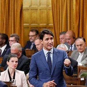 Canada's Prime Minister Justin Trudeau speaks during Question Period in the House of Commons on Parliament Hill in Ottawa, Ontario, Canada, September 18, 2017. (Chris Wattie/Reuters)