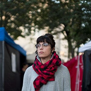 Marilou Gagnon, one of the core organizers of OPO (Overdose Prevention Ottawa), nurse volunteer, and associate professor at University of Ottawa's school of nursing poses for a portrait at the pop-up supervised drug-use site set up at Raphael Brunet park in Ottawa on Sunday, Oct. 1, 2017. (Photograph by James Park)