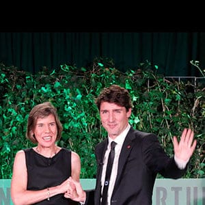 Executive Director, Fortune MPW Summits and Live Content, Pattie Sellers and Canadian Prime Minister Justin Trudeau speak onstage at the Fortune Most Powerful Women Summit - Day 2 on October 10, 2017 in Washington, DC. (Paul Morigi/Getty Images/Fortune)