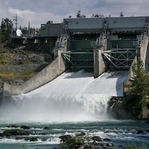 SQUAMISH, CANADA - JUNE 30: The rushing waters along the Cheakamus River produce cheap and plentiful hydro-electric power as viewed on June 30, 2016 near Squamish, British Columbia, Canada. Squamish, a small municipality located halfway between Vancouver and
Whistler, features easy living along the inland waterways and surrounding mountains. (Photo by George Rose/Getty Images)