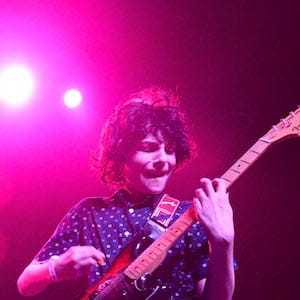 LOS ANGELES, CA - MAY 14: Actor/musician Finn Wolfhard (R) performs onstage with his band Calpurnia during the "Strange 80's" benefit at The Fonda Theatre on May 14, 2017 in Los Angeles, California. (Photo by Scott Dudelson/Getty Images)