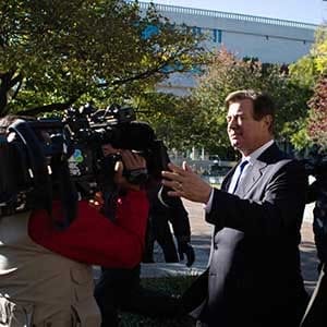 WASHINGTON, DC - OCTOBER 30: Former Trump campaign chairman Paul Manafort (C) leaves federal court, October 30, 2017 in Washington, DC. Paul Manafort and Rick Gates, have been indicted by a federal grand jury in the investigation into Russian meddling in the U.S. election. (Photo by Keith Lane/Getty Images)