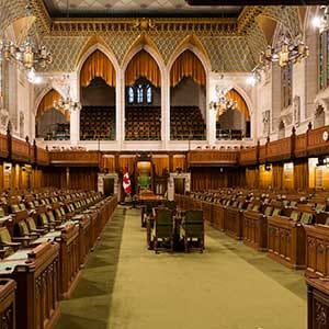 Ottawa, Ontario, Canada, January 3, 2016. -- The House of Commons of Canada is a component of the Parliament of Canada and is a democratically elected body whose members are known as Members of Parliament (MPs). There were 308 members in the last Parliament. (Photo by Thierry Tronnel/Corbis via Getty Images)