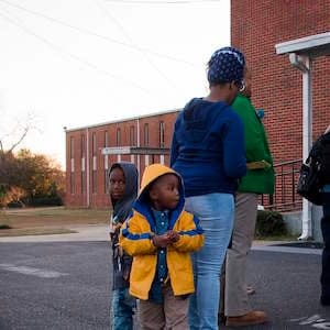 Voters stand in a long line that stretches out the door to vote at Beulah Baptist Church polling station in Montgomery, Alabama, on December 12, 2017.
Alabama voters were casting the last ballots Tuesday in a pivotal US Senate contest between a Republican dogged by accusations he once preyed on teenage girls and a Democrat seeking an upset win in a deeply conservative southern state. / AFP PHOTO / JIM WATSON (Photo credit should read JIM WATSON/AFP/Getty Images)