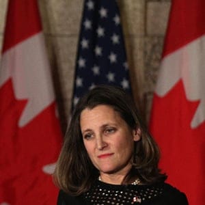 Canada's Minister of Foreign Affairs Chrystia Freeland and US Secretary of State Rex Tillerson hold a joint press conference on Parliament Hill in Ottawa, Ontario, December 19, 2017.
Canada and the United States announced Tuesday they will host a summit of foreign ministers in Vancouver on January 16, including envoys from Japan and South Korea, to seek progress on the North Korean nuclear crisis. / AFP PHOTO / Lars Hagberg (Photo credit should read LARS HAGBERG/AFP/Getty Images)