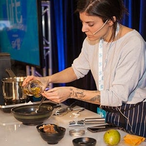 Diandra Phipps poses gives her cooking demo at LIFT 2018 (using cannabis). (Photograph by Jen Osborne)