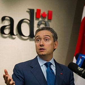 Minister of International Trade Francois-Philippe Champagne speaks to press about the Comprehensive and Progressive Agreement for Trans-Pacific Partnership, in Toronto on Tuesday, January 23, 2018. THE CANADIAN PRESS/Christopher Katsarov