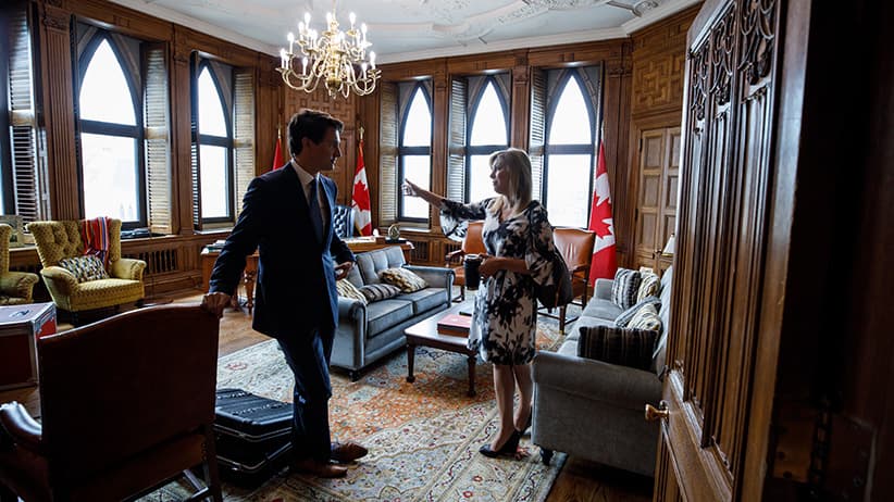 Kate Purchase with Justin Trudeau in the Prime Minister’s Office