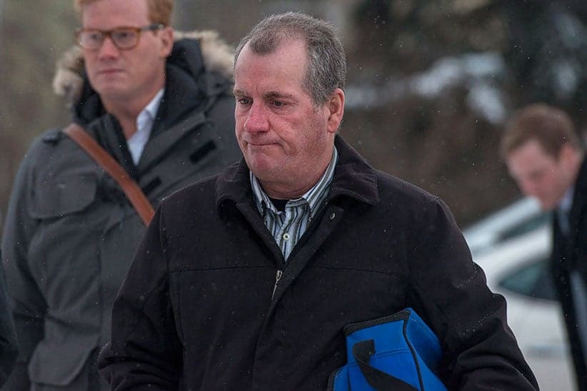 Gerald Stanley enters the Court of Queen's Bench for the fifth day of his trial in Battleford, Sask., Monday, Feb.5, 2018. Stanley is accused of killing 22-year-old Indigenous man Colten Boushie. (Liam Richards/CP)