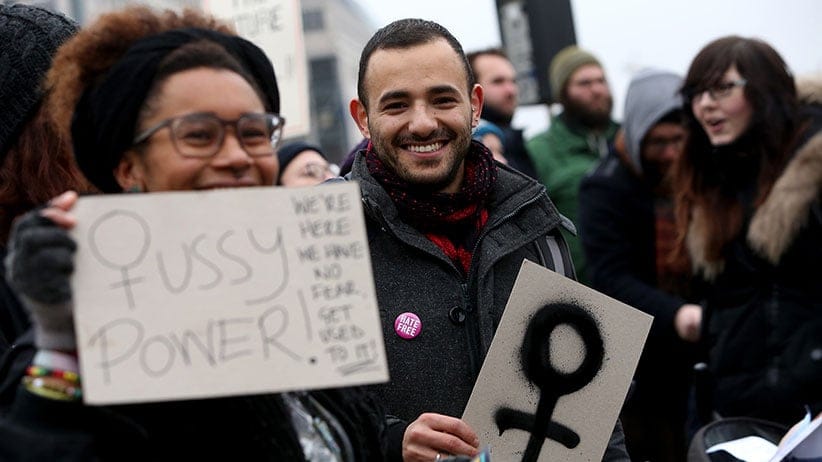 Activists participate in a demonstration for women's rights on January 21, 2018 in Berlin, Germany. The 2018 Women's March is a planned rally and follow-up to the 2017 Women's March on Washington. The demonstrators are calling for equal pay for equal work, awareness of sexual assault and harassment, equal representation in politics and better reproductive rights, particularly in the wake of the election of U.S. President Donald Trump. As in the previous year, demonstrations and marches are expected primarily nationwide in the U.S., but in some cities around the world as well, such as, among others, London, Athens, Barcelona, Berlin, Heidelberg, Munich, Toronto, Calgary, Paris, Grenoble, Lyon, and Toulouse. (Adam Berry/Getty Images)