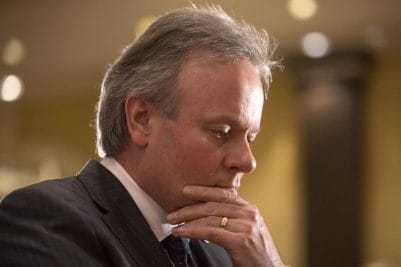 Bank of Canada Governor Stephen Poloz listens to remarks after addressing the Canadian Club of Toronto on Thursday December 14, 2017. THE CANADIAN PRESS/Chris Young