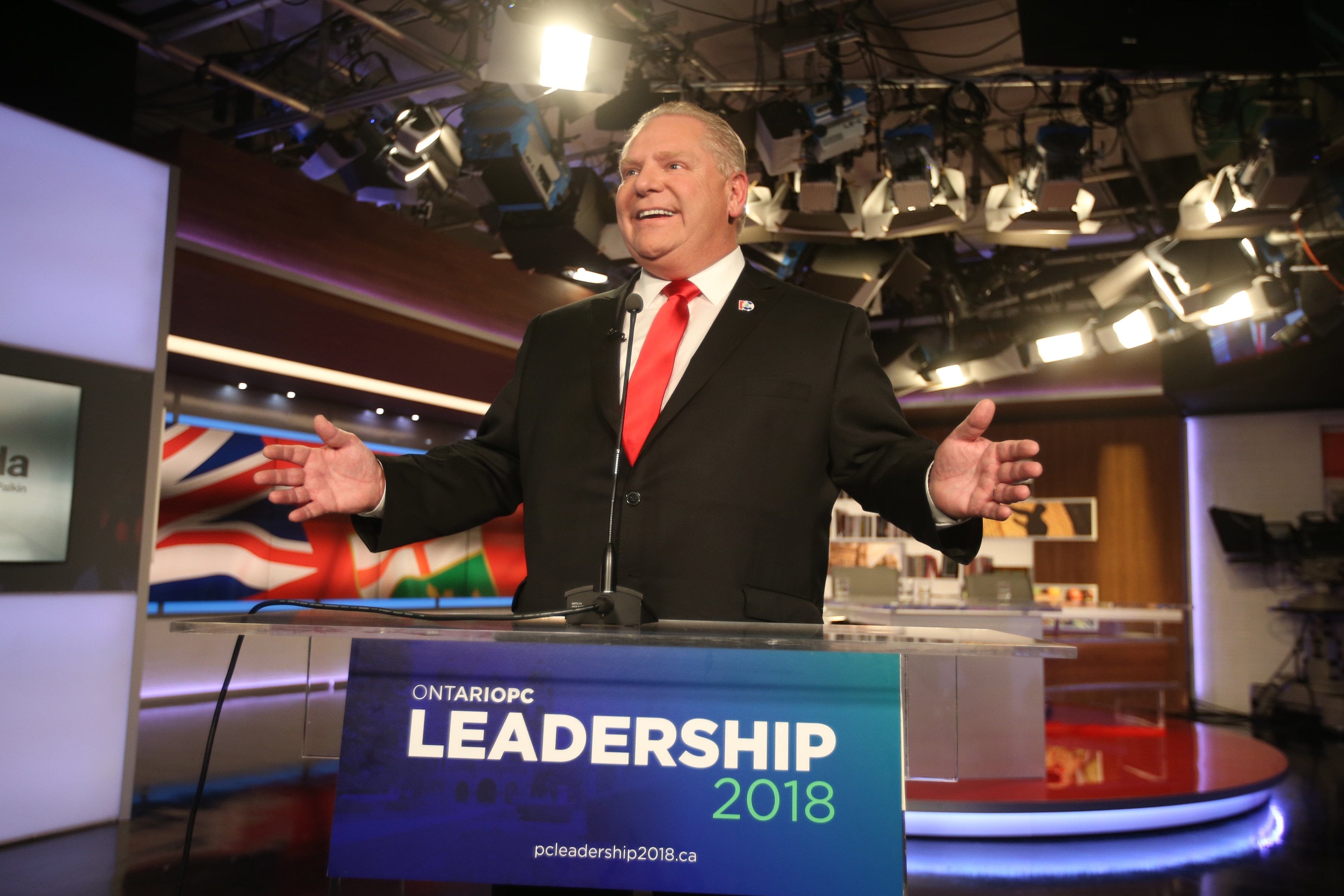 TORONTO, ON: TORONTO, ON - FEBRUARY 15: Progressive Conservative leadership candidate Doug Ford poses for pictures after the PC leadership candidates debate at TVO studios in Toronto. (Vince Talotta/Toronto Star via Getty Images)