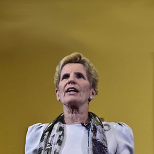 Ontario Premier Kathleen Wynne speaks to media at Legislative Assembly of Ontario in Toronto on January 25, 2018. Ontario's Liberal government says it plans to offer free child care for thousands of preschoolers across the province starting in 2020, a promise that comes as it faces a looming spring election.Premier Kathleen Wynne, Finance Minister Charles Sousa and Education Minister Indira Naidoo-Harris unveiled the $2.2-billion dollar initiative on Tuesday at a school in Toronto. THE CANADIAN PRESS/Frank Gunn