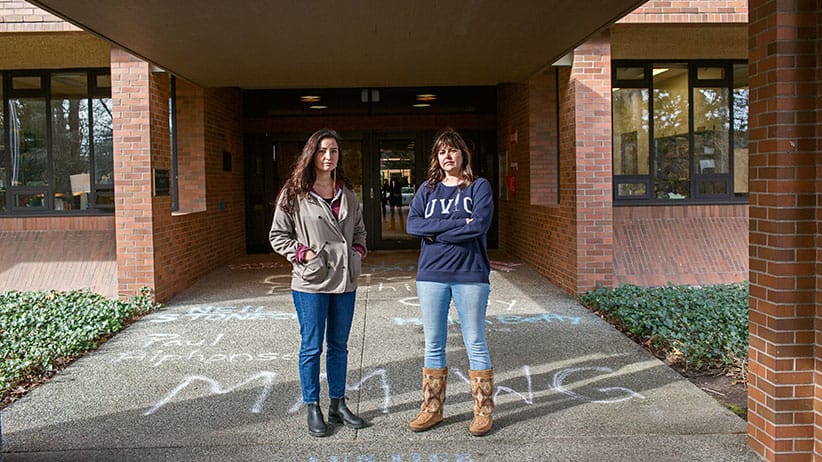 UVic law students Erin Linklater (left) and Veronica Martisius. (Amanda Laliberte)