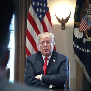 WASHINGTON, DC - MARCH 01: U.S. President Donald Trump speaks during a meeting with leaders of the steel and aluminum industry at the White House March 1, 2018 in Washington, DC. Trump announced planned tariffs on imported steel and aluminum during the meeting, with details to be released at a later date. (Photo by Win McNamee/Getty Images)
