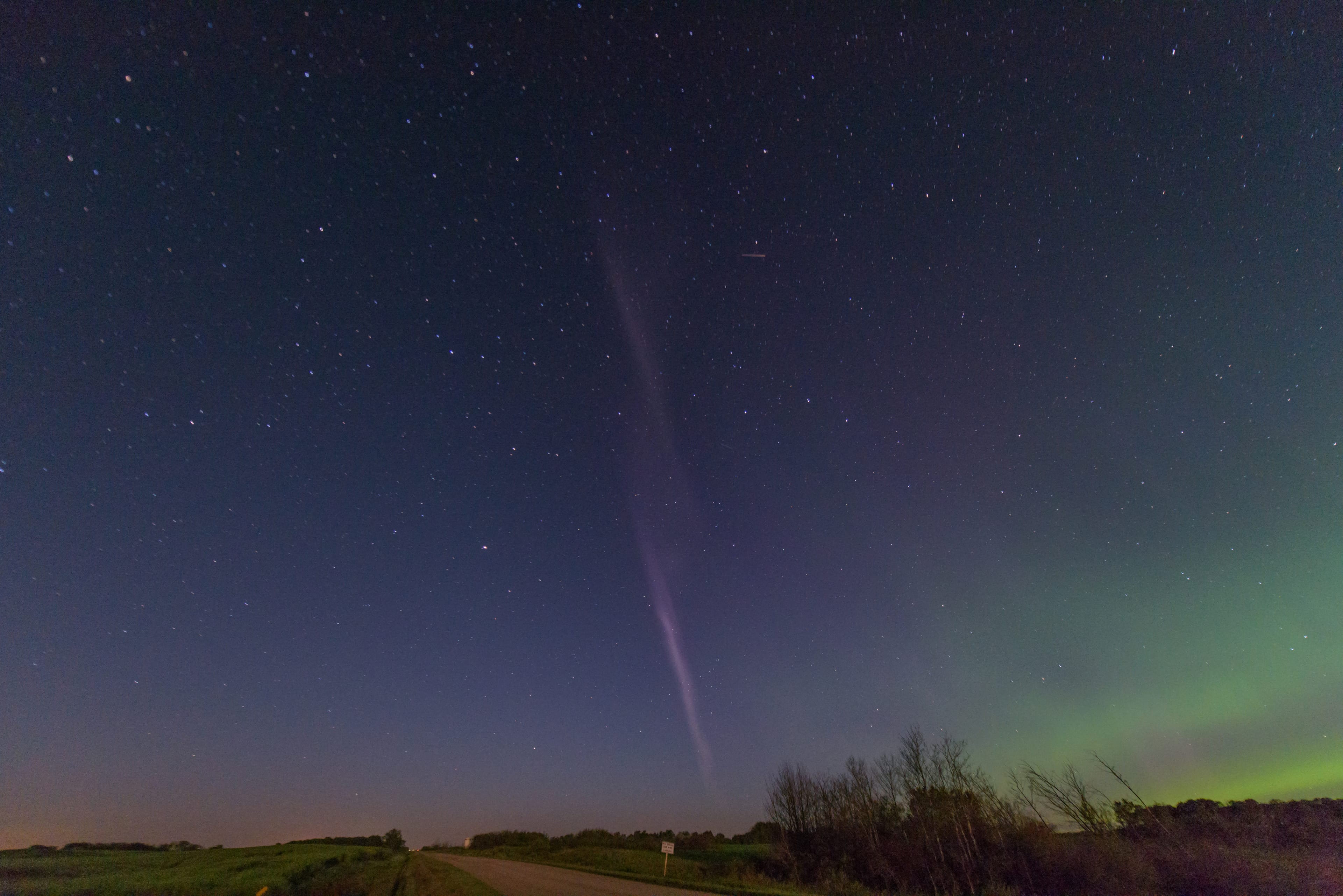 A Strong Thermal Emission Velocity Enhancement (STEVE)
photographed near Regina on the night of July 24,
2016 (Notanee Bourassa)