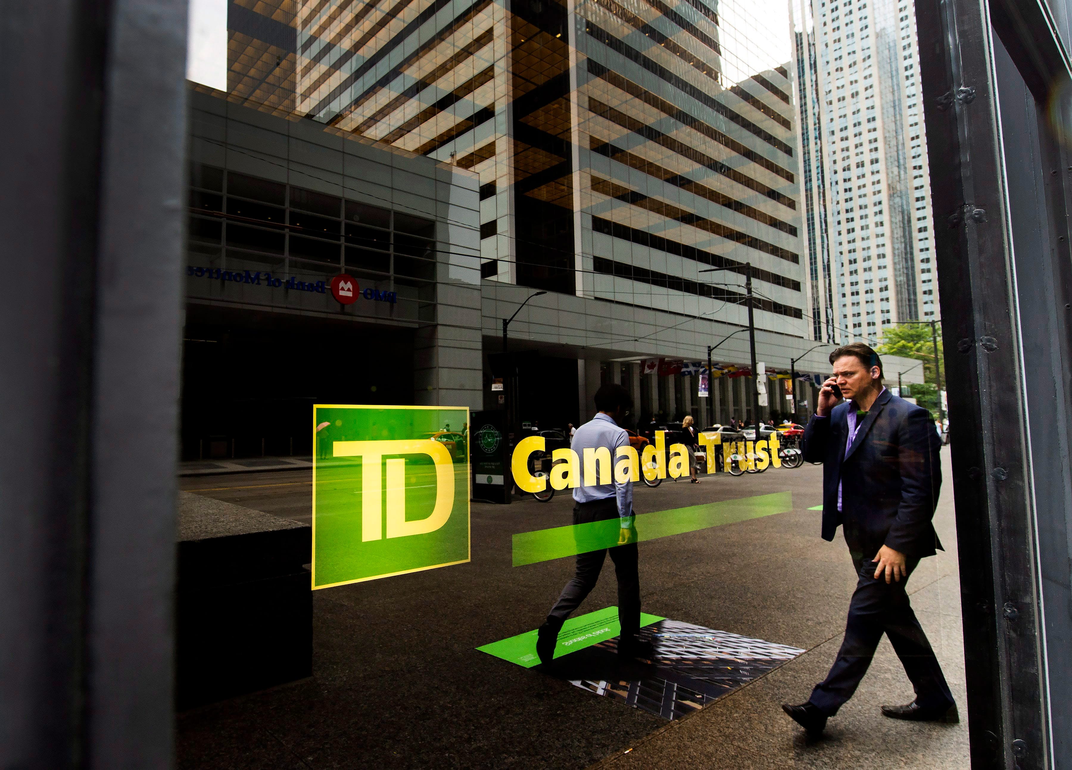 A TD Canada Trust branch is shown in the financial district in Toronto on August 22, 2017. THE CANADIAN PRESS/Nathan Denette