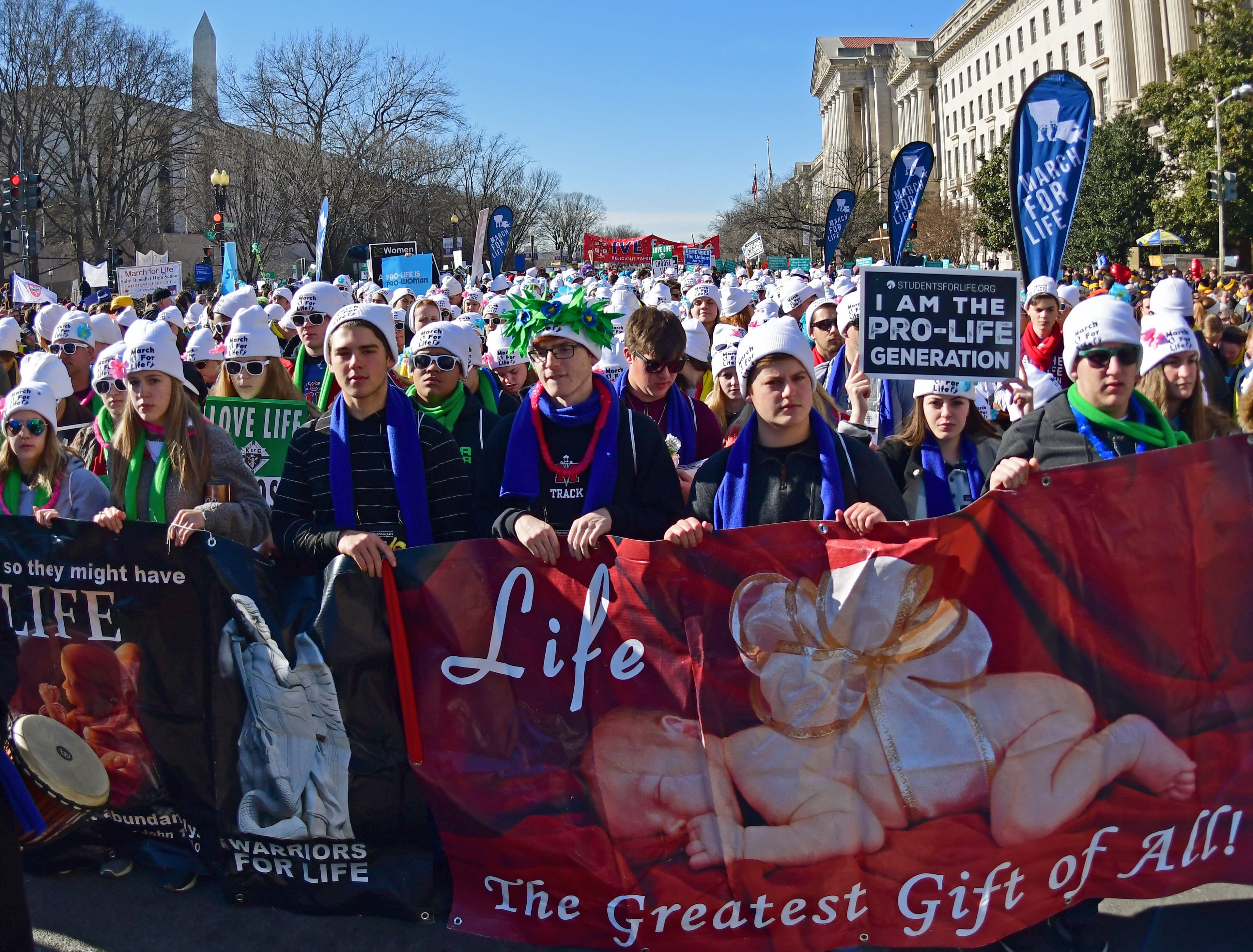 Thousands of anti-abortion activists from around the US gather near the National Mall in Washington, DC January 19, 2018 for the annual "March for Life." / AFP PHOTO / Eva HAMBACH (Photo credit should read EVA HAMBACH/AFP/Getty Images)