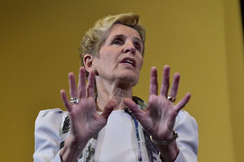 Ontario Premier Kathleen Wynne speaks to media at Legislative Assembly of Ontario in Toronto on Thursday Jan. 25, 2018. Doug Ford's promise to fire the CEO of Hydro One if elected this spring shows he has no plan to lead Ontario, Premier Kathleen Wynne said Friday, calling the Tory leader's pledge little more than "bluster." THE CANADIAN PRESS/Frank Gunn