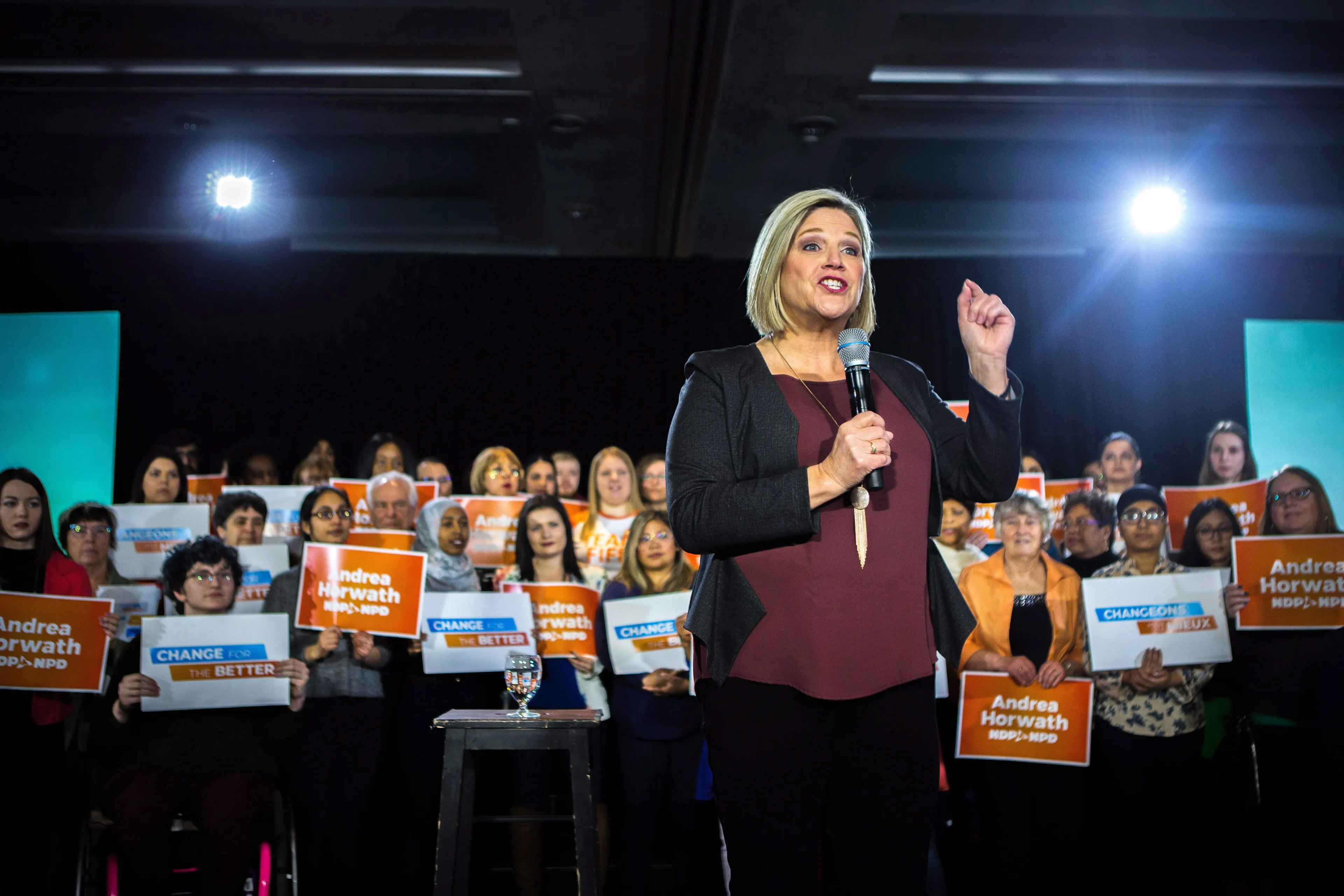Ontario NDP leader Andrea Horwath makes a campaign announcement in Toronto on Saturday, March 17, 2018. THE CANADIAN PRESS/Chris Donovan