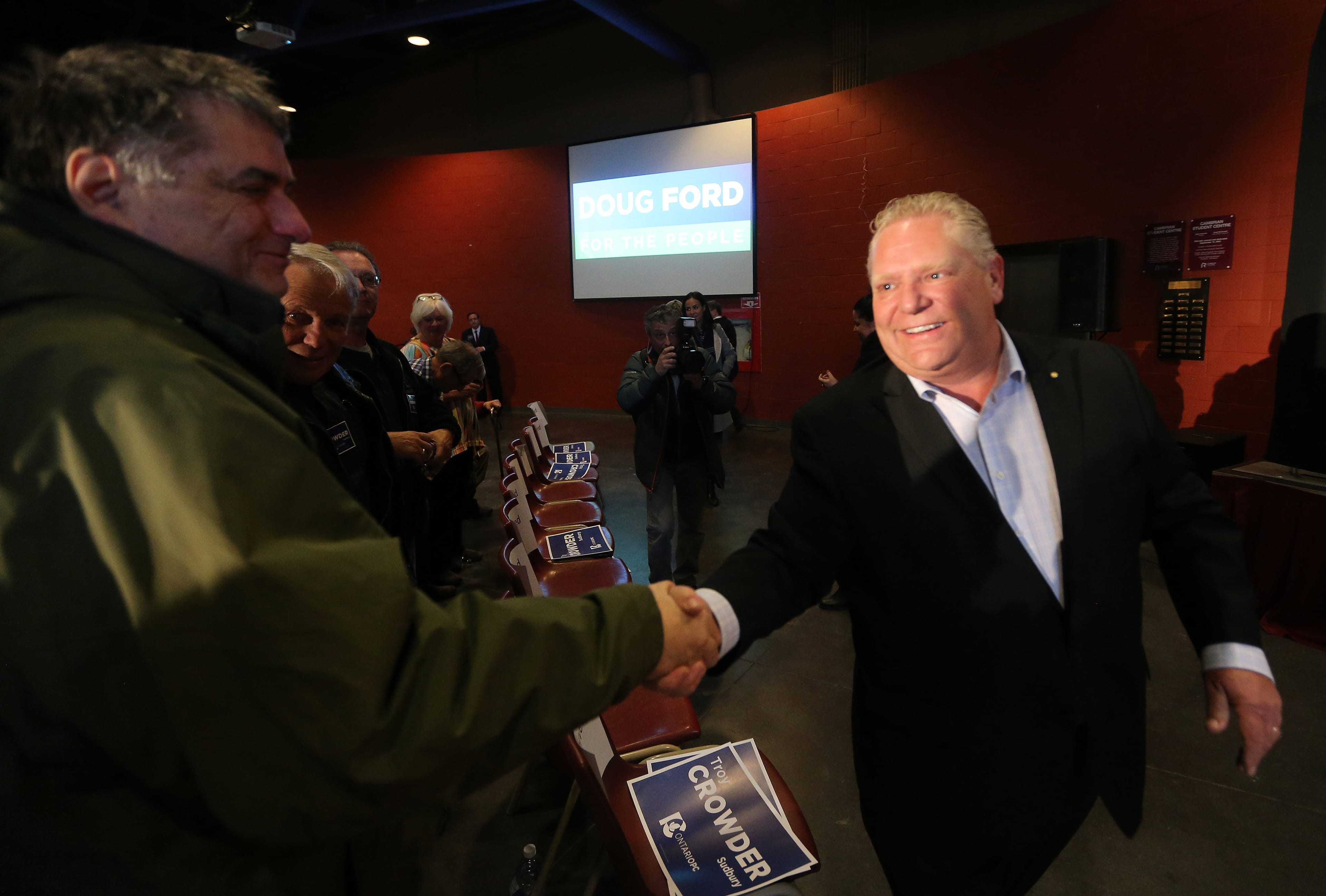 Ontario PC Leader Doug Ford campaigns in Northern Ontario at rally attended by approximately 300 people at Cambrian College in Sudbury. April 11, 2018. (Steve Russell/Toronto Star via Getty Images)