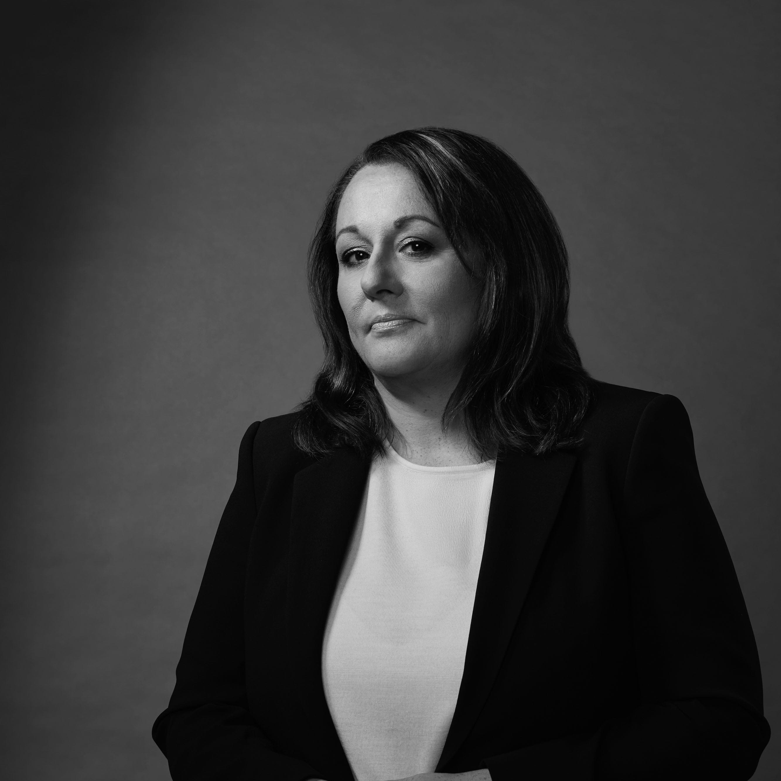 CBC’s chief political correspondent Rosemary Barton looking at the camera, photographed in black and white