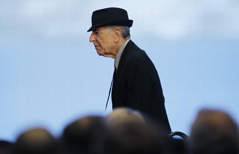 <p>Musician Leonard Cohen takes the stage during the 2012 Awards for Song Lyrics of Literary Excellence, which honoured both he and Chuck Berry in Boston, Massachusetts on Feb. 26, 2012. (Jessica Rinaldi/Reuters) </p>

