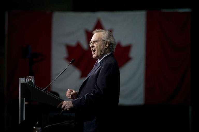 <p>Former Ontario New Democratic Party leader Stephen Lewis  speaks during the 2016 NDP Federal Convention in Edmonton Alberta, April 9, 2016. (Photograph by Jason Franson)</p>
