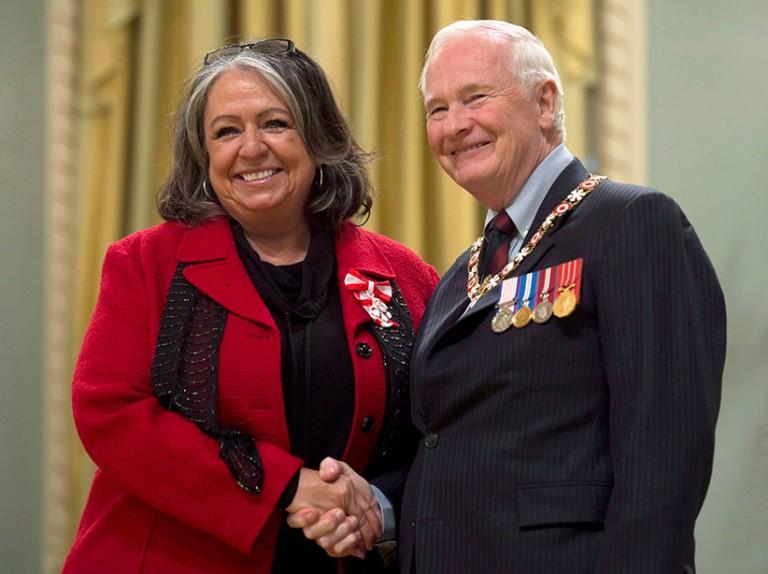 <p>Governor General David Johnston invests Frances Lankin into the Order of Canada during a ceremony at Rideau Hall Friday November 22, 2013 in Ottawa. Lankin has been named as a new senator. (Adrian Wyld/CP)</p>
