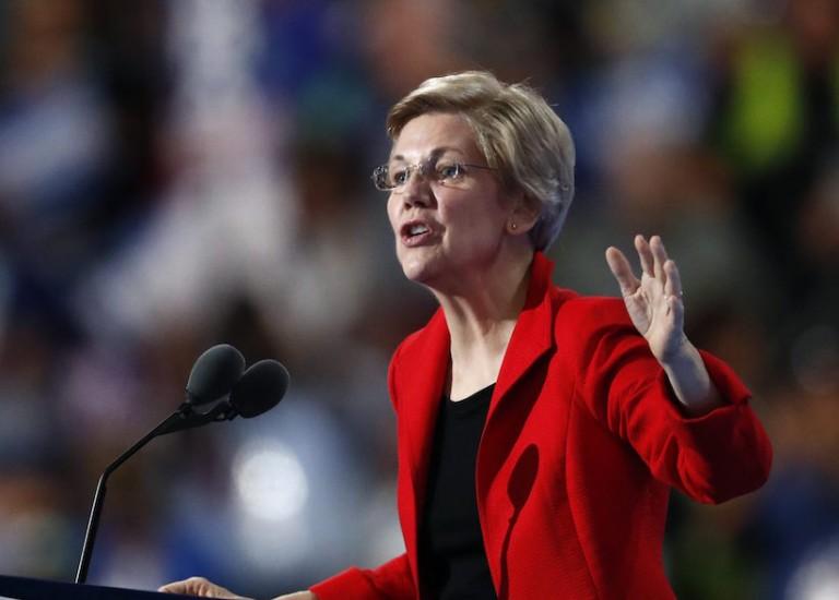 <p>Sen. Elizabeth Warren, D-Mass. speaks during the first day of the Democratic National Convention in Philadelphia , Monday, July 25, 2016. (AP Photo/Paul Sancya)</p>
