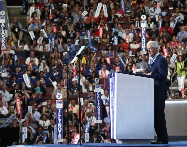 <p>Former President Bill Clinton speaks during the second day of the Democratic National Convention in Philadelphia , Tuesday, July 26, 2016. (AP Photo/Paul Sancya)</p>
