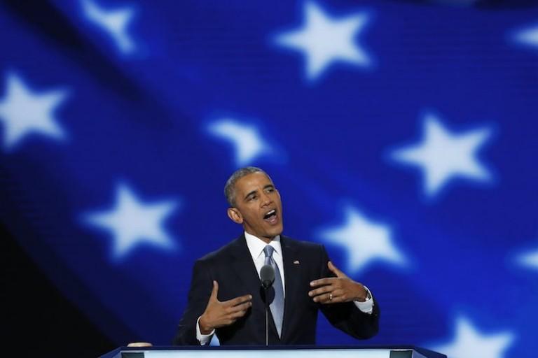 <p>President Barack Obama speaks during the third day of the Democratic National Convention in Philadelphia , Wednesday, July 27, 2016. (AP Photo/J. Scott Applewhite)</p>
