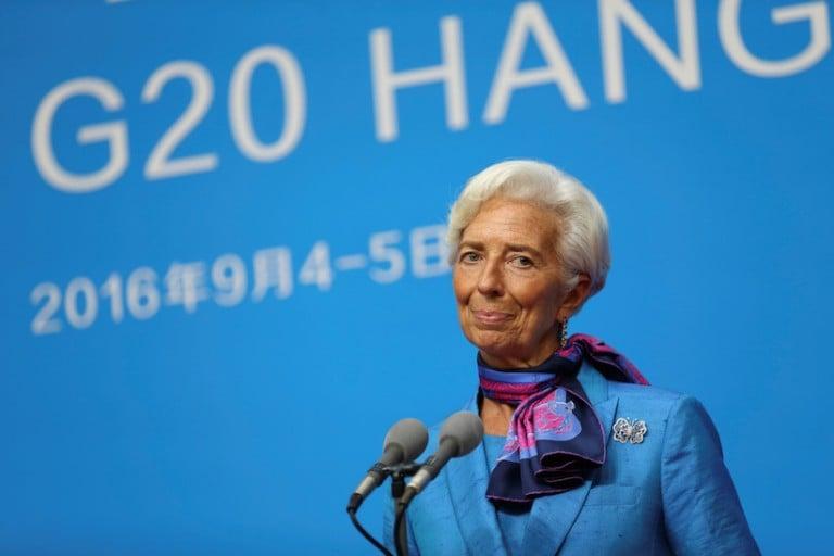 <p>International Monetary Fund (IMF) Managing Director Christine Lagarde holds a news conference after the closing of the G20 Summit in Hangzhou, Zhejiang province, China, September 5, 2016. (REUTERS/Stringer)</p>
