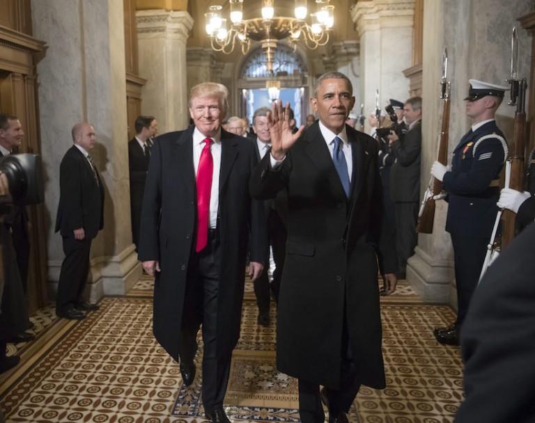 <p>President-elect Donald Trump and President Barack Obama arrive for Trump&#8217;s inauguration ceremony at the Capitol in Washington, Friday, Jan. 20, 2017. (AP Photo/J. Scott Applewhite, Pool)</p>

