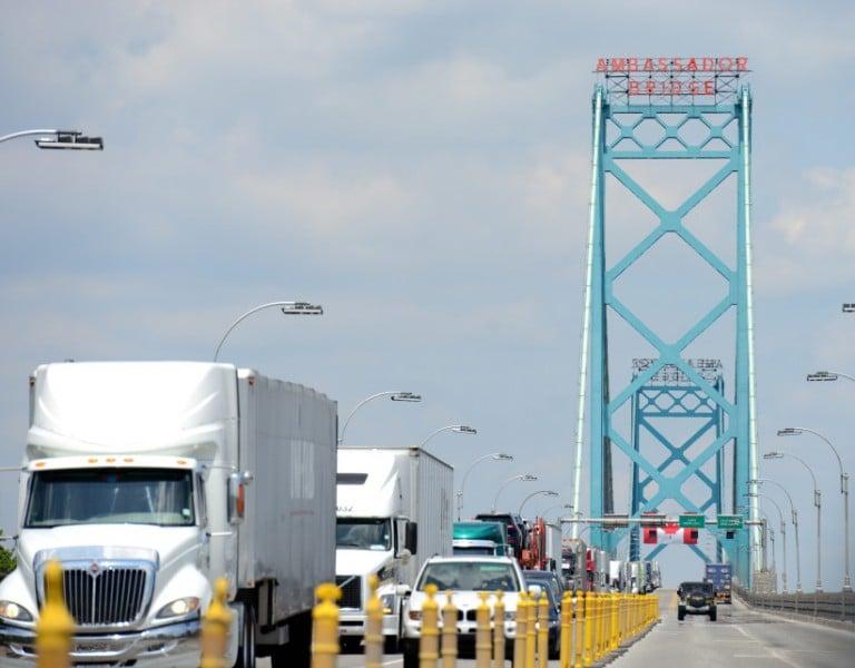 <p>The Ambassador US/Canada bridge and border crossing at Windsor, Ont. and Detroit, MI on July 11, 2014. (Stephen C. Host/CP)</p>

