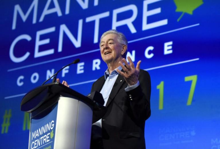 <p>Preston Manning speaks at the opening of the Manning Centre conference, on Friday, Feb. 24, 2017 in Ottawa. THE CANADIAN PRESS/Justin Tang</p>
